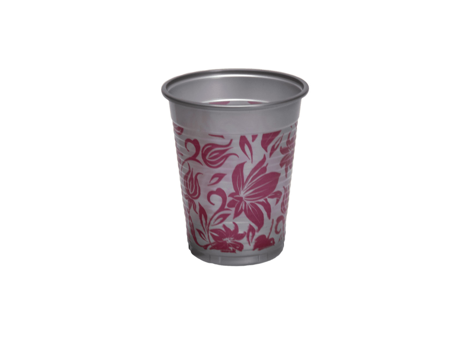 Silberner Becher mit Blumenmotiv